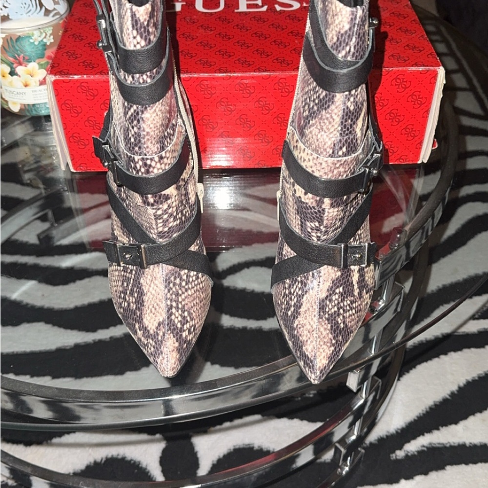 GUESS Snakeskin Patterned Strappy Heels, Sexy